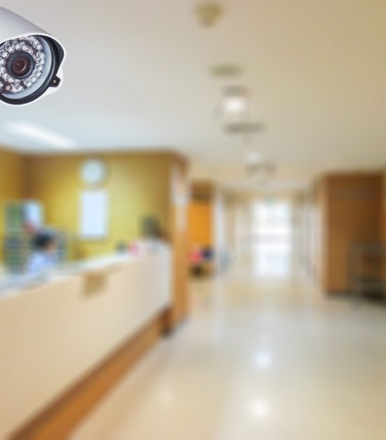 CCTV system security in working room of hospital blur background.